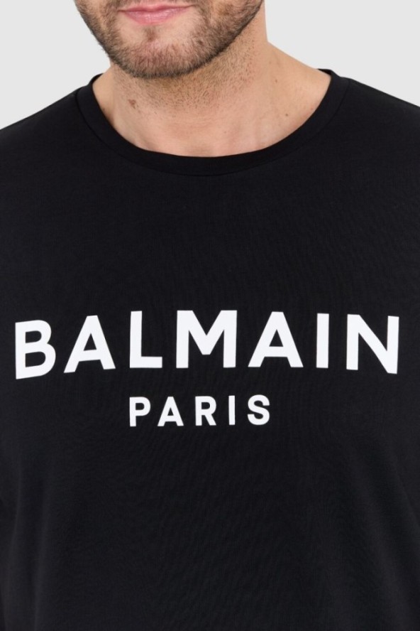 BALMAIN Czarny t-shirt męski z logo