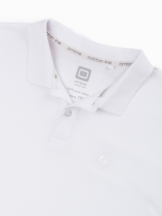 Koszulka męska polo z dzianiny pique - biały V4 S1374 - XXL