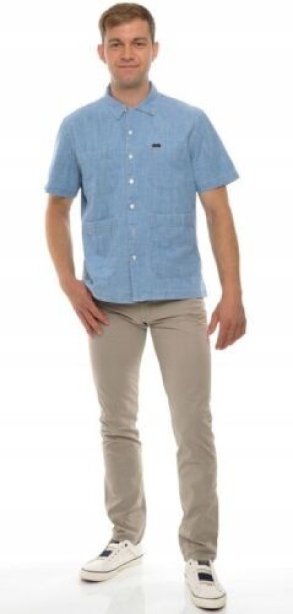 LEE 4 PKT RESORT SHIRT RELAXED FIT MĘSKA KOSZULA JEANSOWA KRÓTKI RĘKAW SUMMER BLUE L67QNSNJ