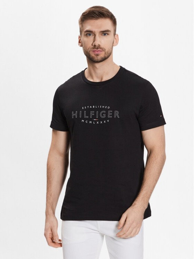 Tommy Hilfiger T-Shirt Curve Logo MW0MW30034 Czarny Slim Fit