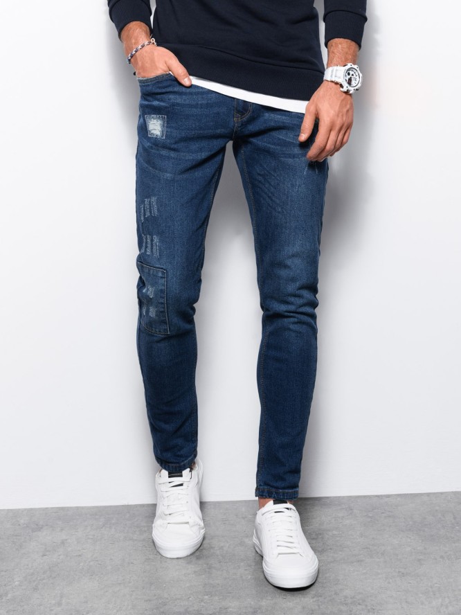 Spodnie męskie jeansowe SKINNY FIT - niebieskie P1060 - XXL