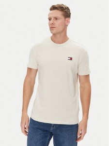 Tommy Jeans T-Shirt Badge DM0DM20322 Beżowy Regular Fit