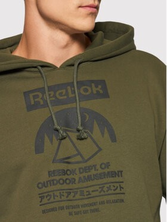 Reebok Bluza Cl Camping Graphic Hoodie GS4194 Zielony Relaxed Fit