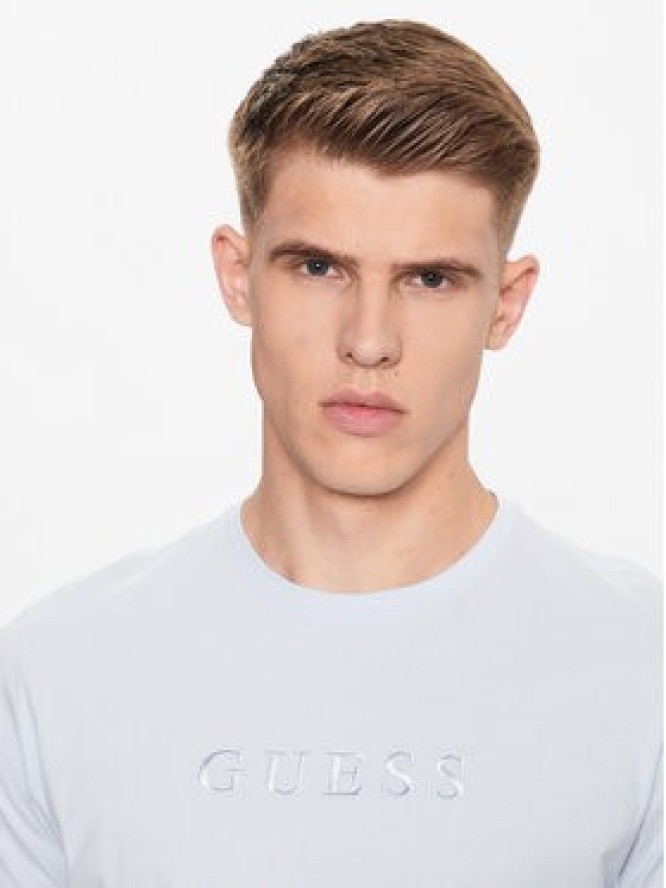 Guess T-Shirt M2BP47 K7HD0 Błękitny Slim Fit