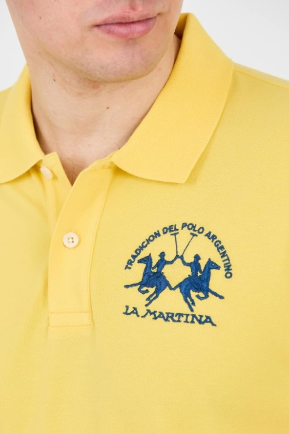 LA MARTINA Żółte polo z dużym logo
