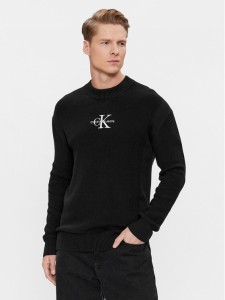 Calvin Klein Jeans Sweter Monologo J30J324599 Czarny Regular Fit