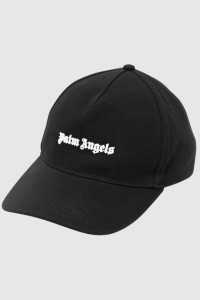 PALM ANGELS Czarna czapka z daszkiem i gumowym logo