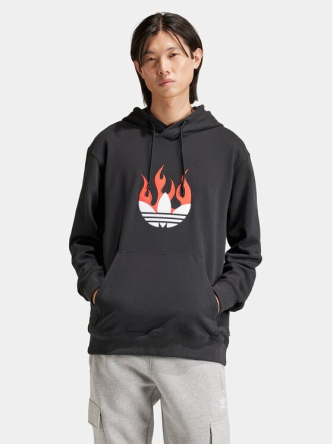 adidas Bluza Flames Logo IS0208 Czarny Regular Fit