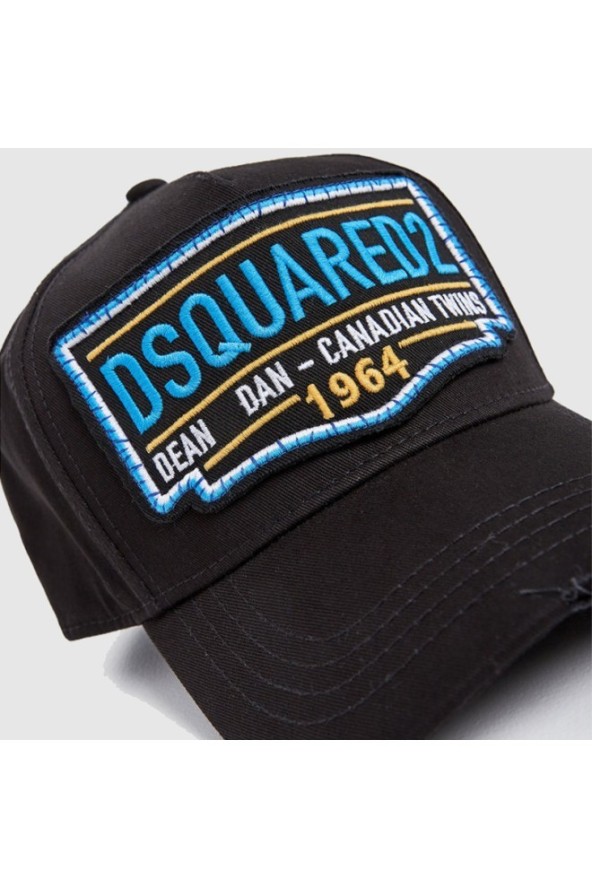 DSQUARED2 Czarna czapka bejsbolówka z niebieskim logo