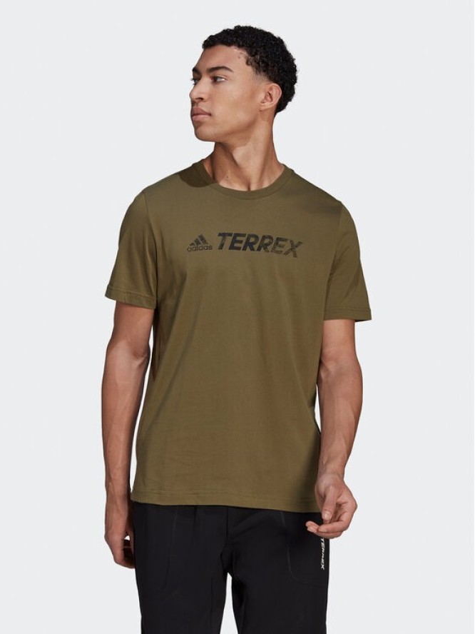 adidas T-Shirt Terrex Classic Logo HF3283 Zielony Regular Fit