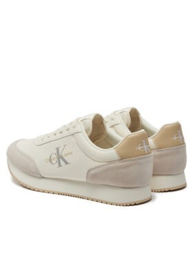 Calvin Klein Jeans Sneakersy Retro Runner Low Mix Mtl YM0YM01032 Écru