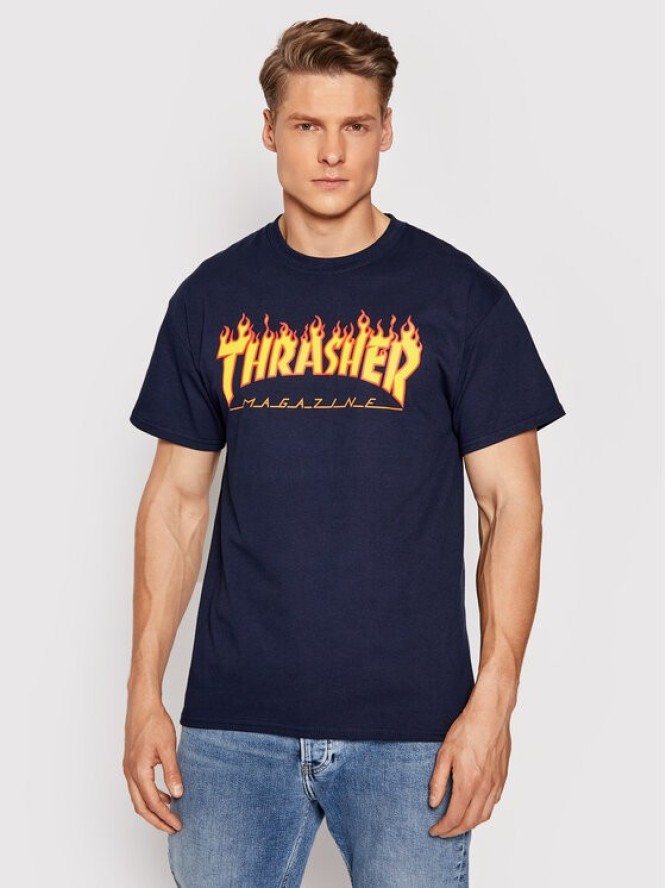 Thrasher T-Shirt Flame Granatowy Regular Fit