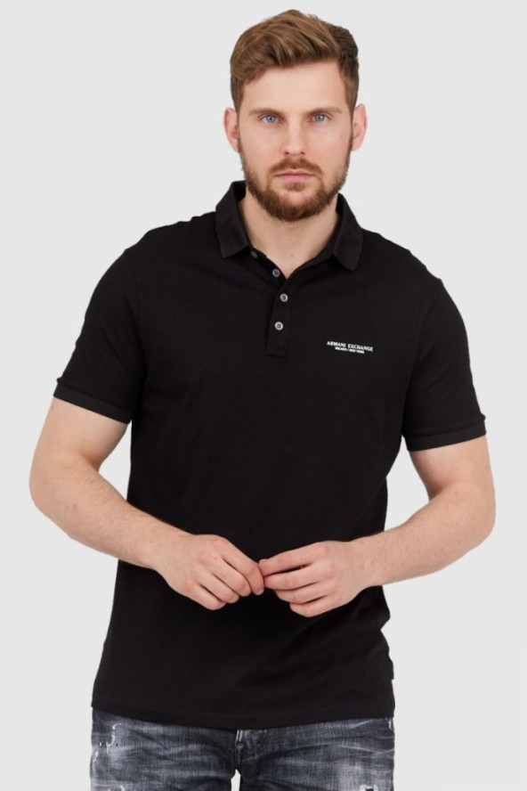 ARMANI EXCHANGE Czarna koszulka polo z białym logo