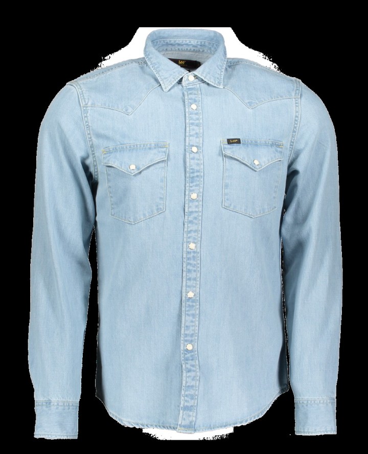 LEE WESTERN SHIRT MĘSKA KOSZULA JEANSOWA Z DŁUGIM RĘKAWEM LOGO HEATHER BLUE L643PLLI