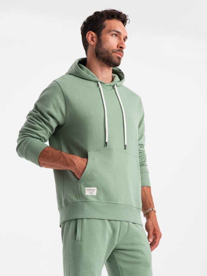 Komplet dresowy męski bluza kangurka + szorty – zielony V3 Z75 - XXL