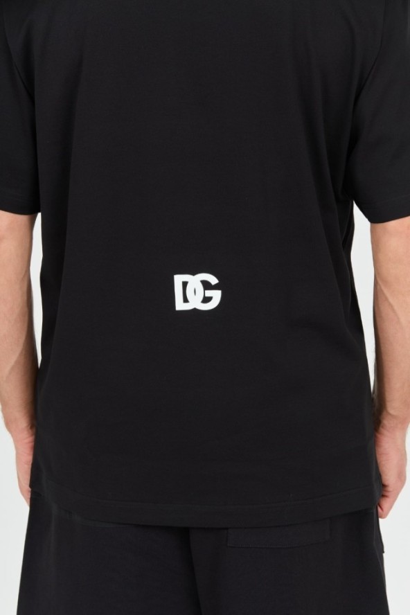 DOLCE & GABBANA Czarny t-shirt z dużym logo