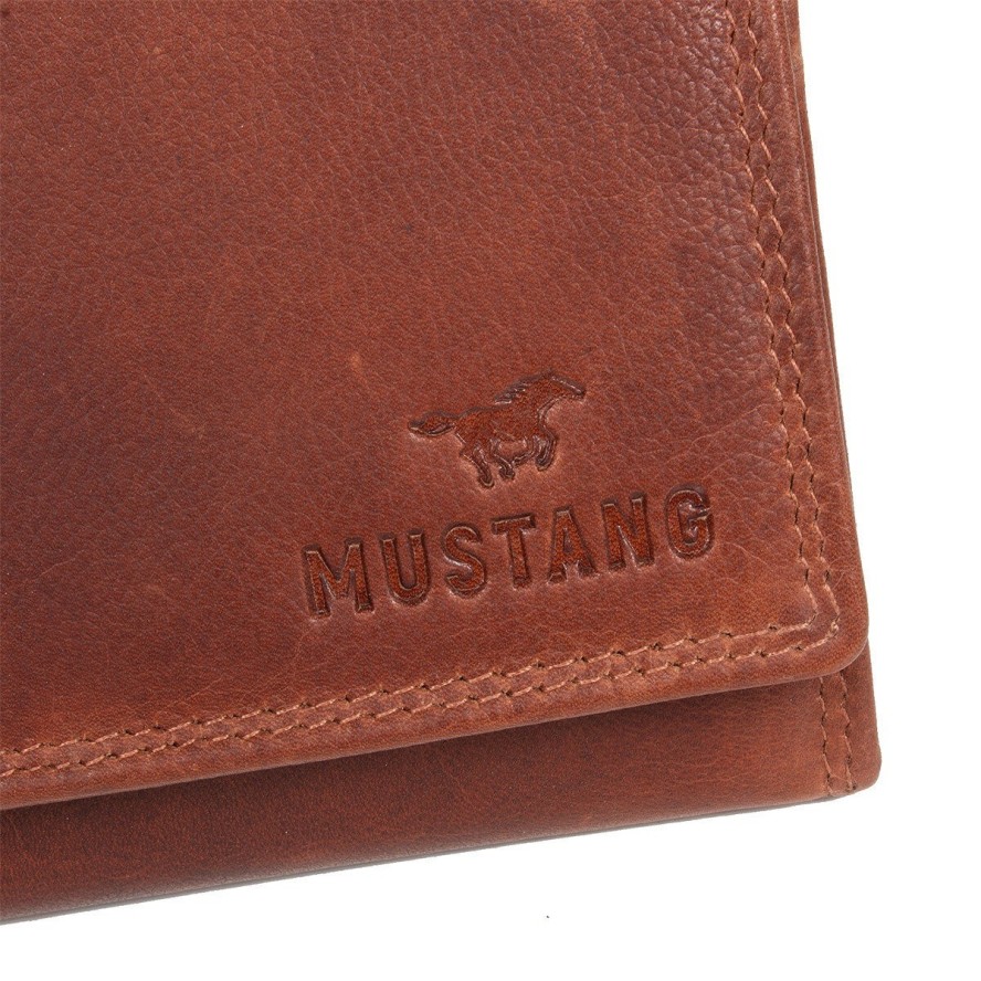 MUSTANG Udine Wallet Top Opening UNIWERSALNY SKÓRZANY PORTFEL PREMIUM POJEMNY NA KARTY SKÓRA COGNAC 06.102431