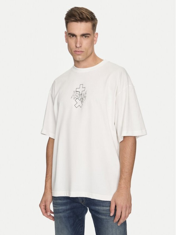 Replay T-Shirt MMG350.000.23454 Biały Oversize