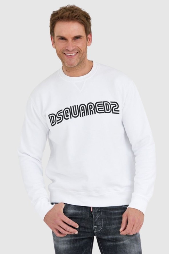 DSQUARED2 Biała bluza męska z logo outline