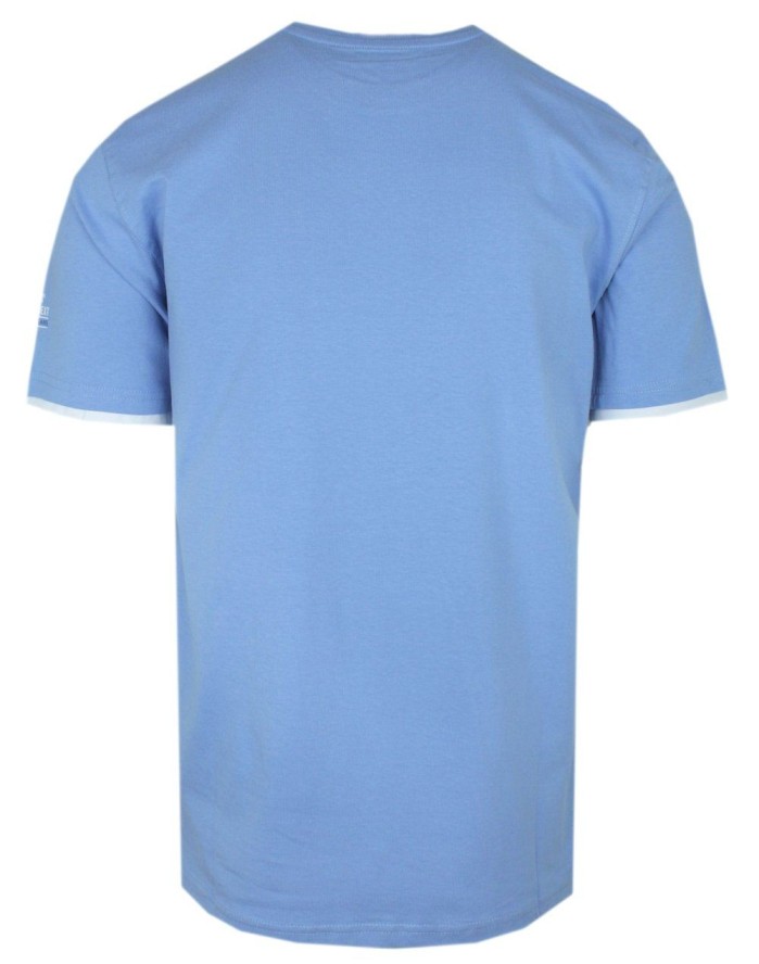 T-Shirt Męski - Niebieski z Nadrukiem - Pako Jeans