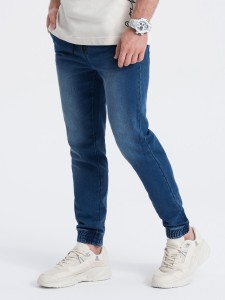 Spodnie męskie jeansowe JOGGER SLIM FIT - ciemnoniebieskie V3 OM-PADJ-0134 - XXL