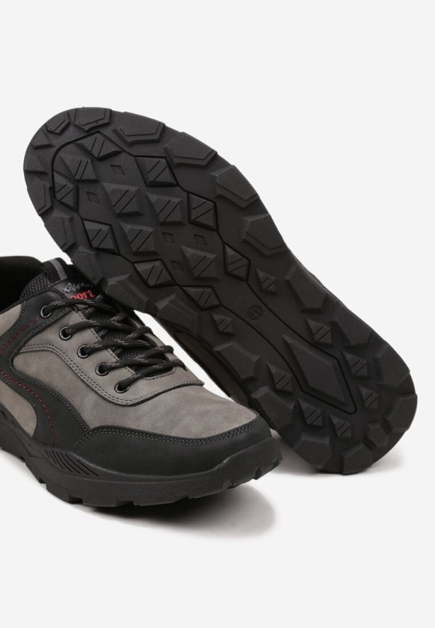 Szare Płaskie Buty Sportowe Sneakersy z Geometrycznym Wzorem Zitheria