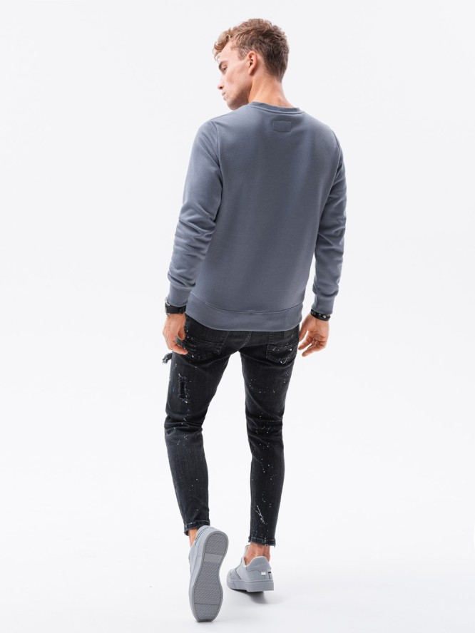 Bluza męska bez kaptura BASIC - jeansowa V7 B978 - XXL