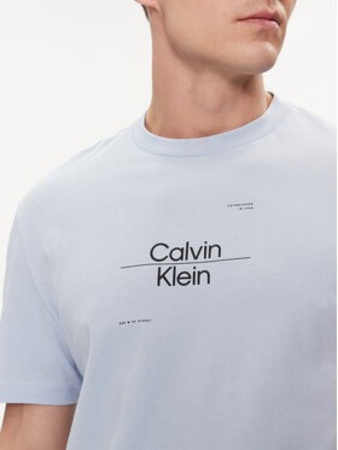 Calvin Klein T-Shirt Line Logo K10K112489 Niebieski Regular Fit