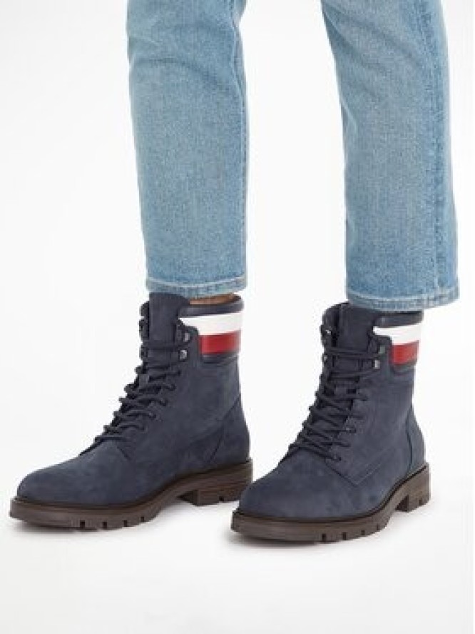 Tommy Hilfiger Trapery Corporate Hilfiger Nubuck Boot FM0FM04801 Niebieski