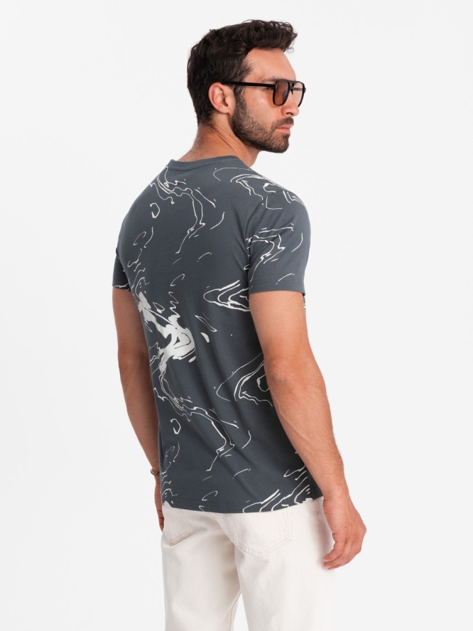 Bawełniany męski t-shirt w esy-floresy – grafitowy V3 OM-TSFP-0184 - XXL