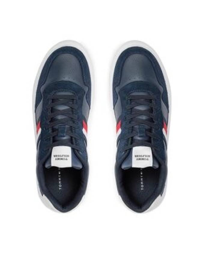 Tommy Hilfiger Sneakersy Light Cupsole Lth Mix Stripes FM0FM04889 Niebieski