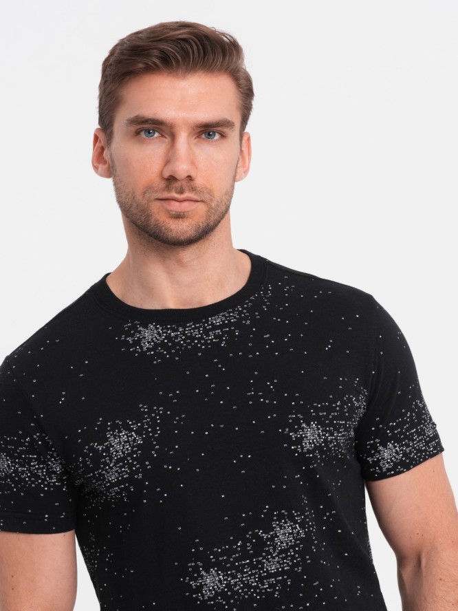 Męski t-shirt fullprint z rozrzuconymi literami - czarny V8 OM-TSFP-0179 - XXL