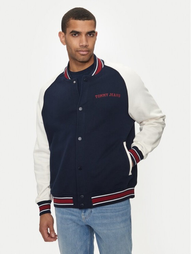 Tommy Jeans Kurtka bomber Varsity DM0DM19237 Granatowy Relaxed Fit