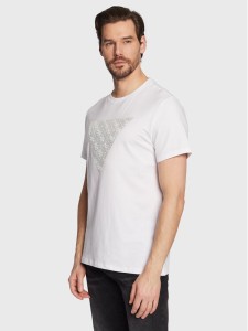 Guess T-Shirt Shiny Gel Traingle M3GI33 J1314 Biały Slim Fit