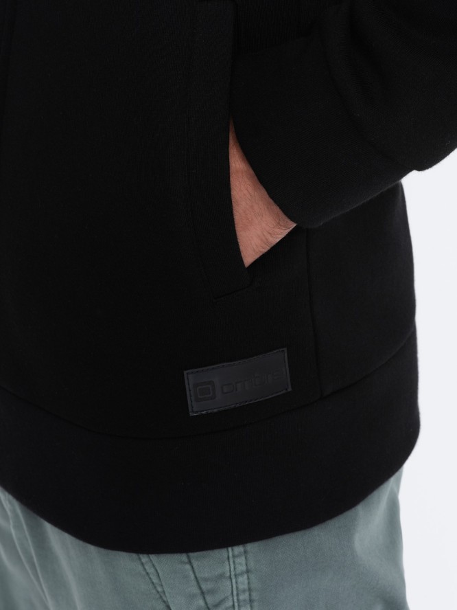 Asymetryczna bluza męska zapinana z kapturem BERLIN - czarna B1371 - XXL