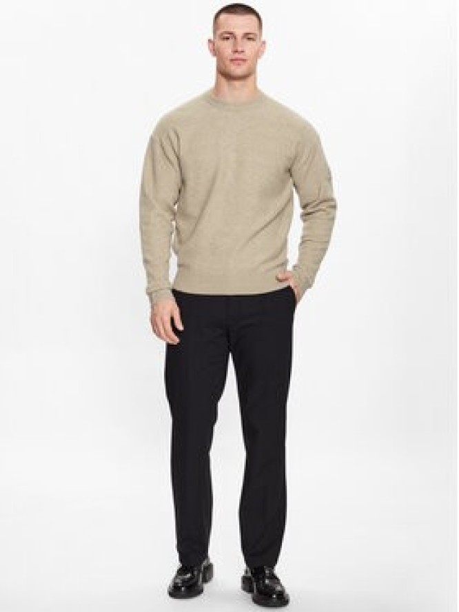 Calvin Klein Sweter K10K110401 Beżowy Regular Fit