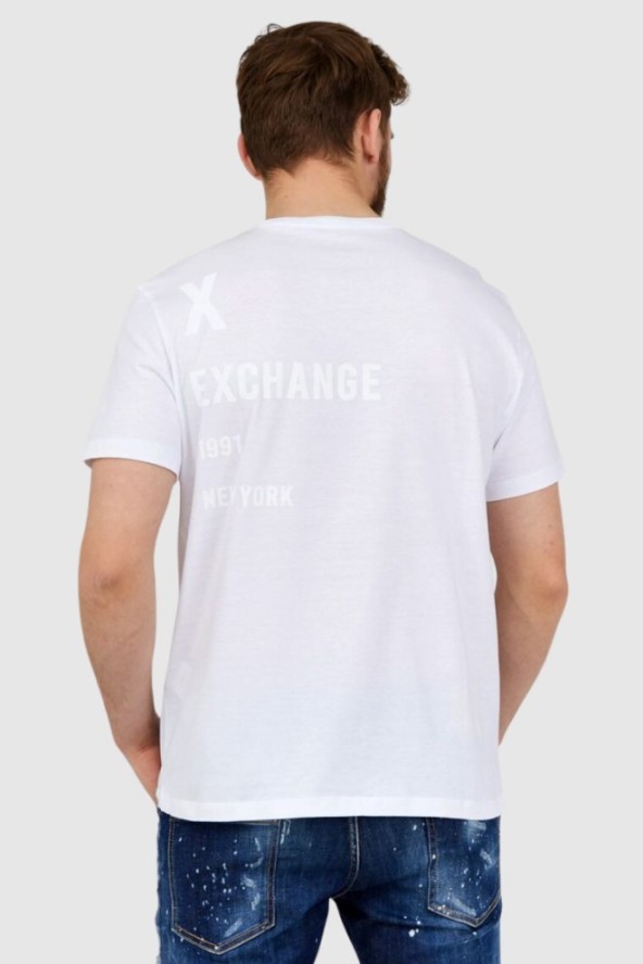 ARMANI EXCHANGE Biały t-shirt męski z białym logo