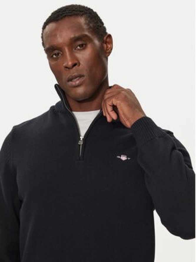 Gant Sweter Casual Cotton Half Zip 8030170 Czarny Regular Fit