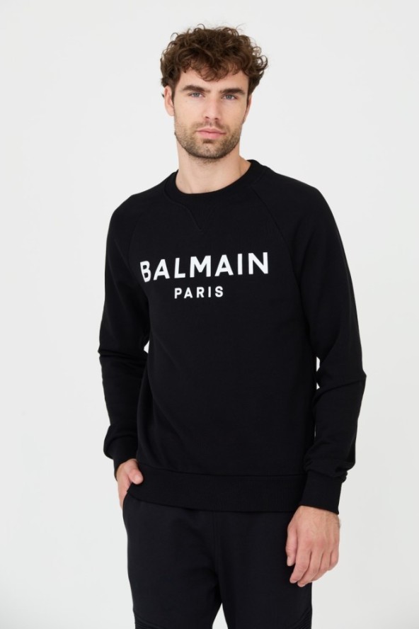 BALMAIN Czarna bluza Printed Sweatshirt