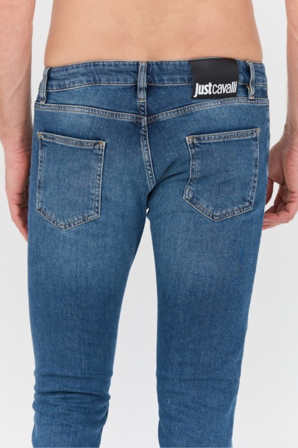 JUST CAVALLI Niebieskie jeansy Slim