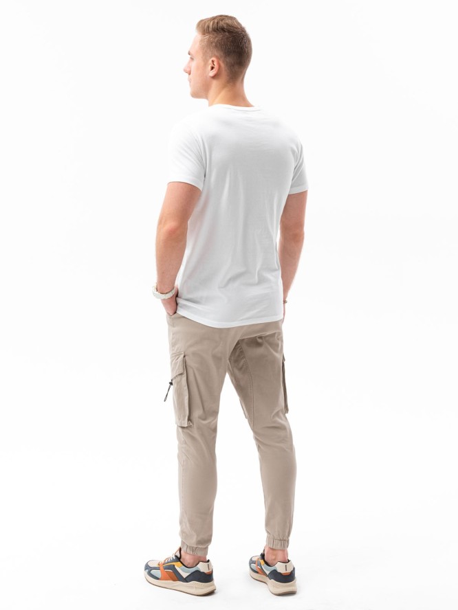 T-shirt męski z nadrukiem - biały V-10A S1434 - XXL