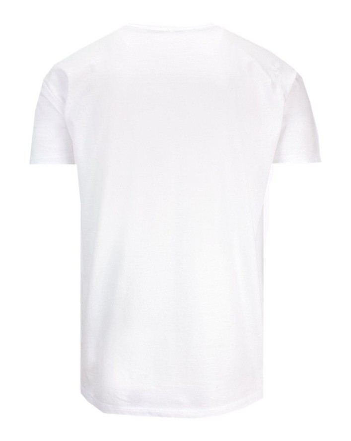 T-shirt Męski, Biały z Kieszonką, Krótki Rękaw, U-neck, 100% BAWEŁNA, Męski -KINGS