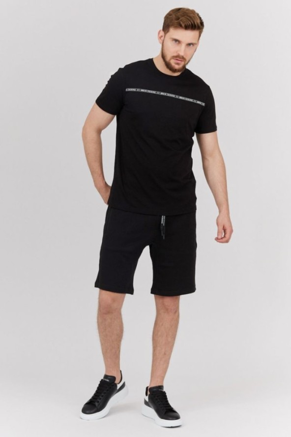 ARMANI EXCHANGE Czarny t-shirt męski z paskiem z logo