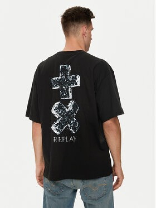 Replay T-Shirt MMG351.000.23454 Czarny Oversize