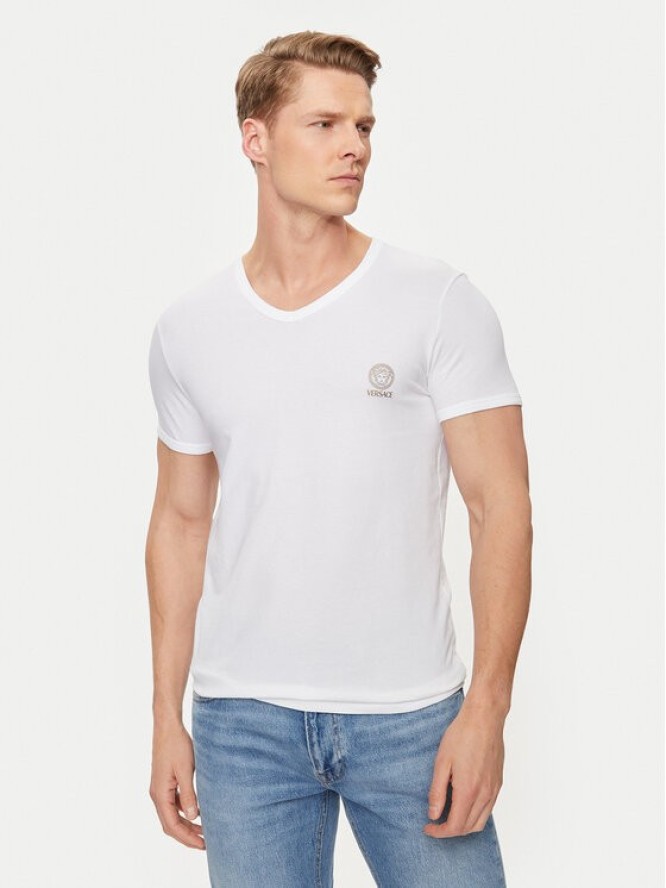 Versace T-Shirt AUU01004 Biały Regular Fit