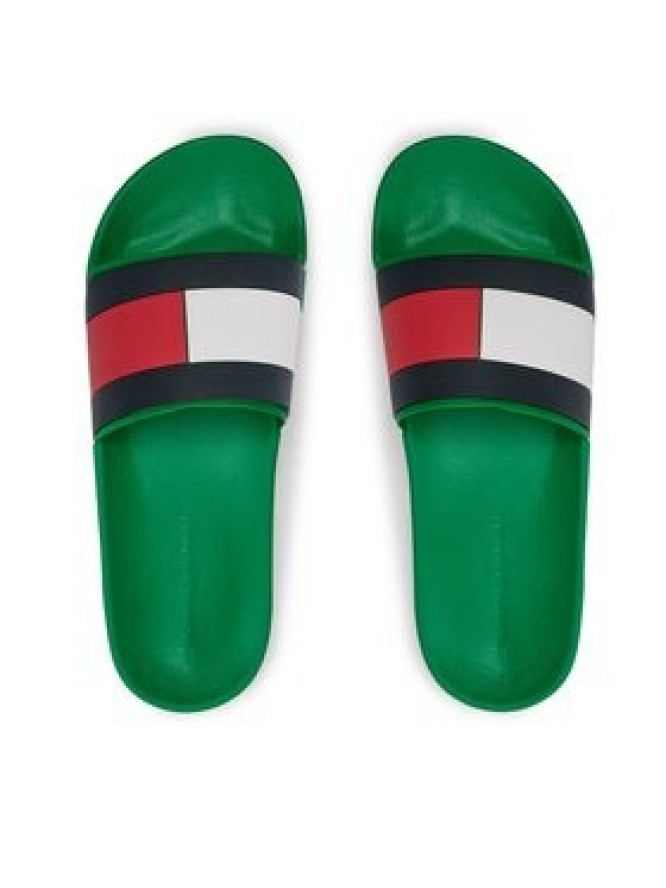 Tommy Jeans Klapki Rubber Th Flag Pool Slide FM0FM04263 Zielony