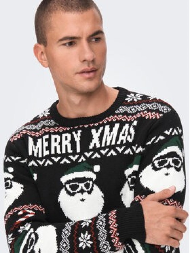Only & Sons Sweter Xmas Santa 22023994 Czarny Regular Fit