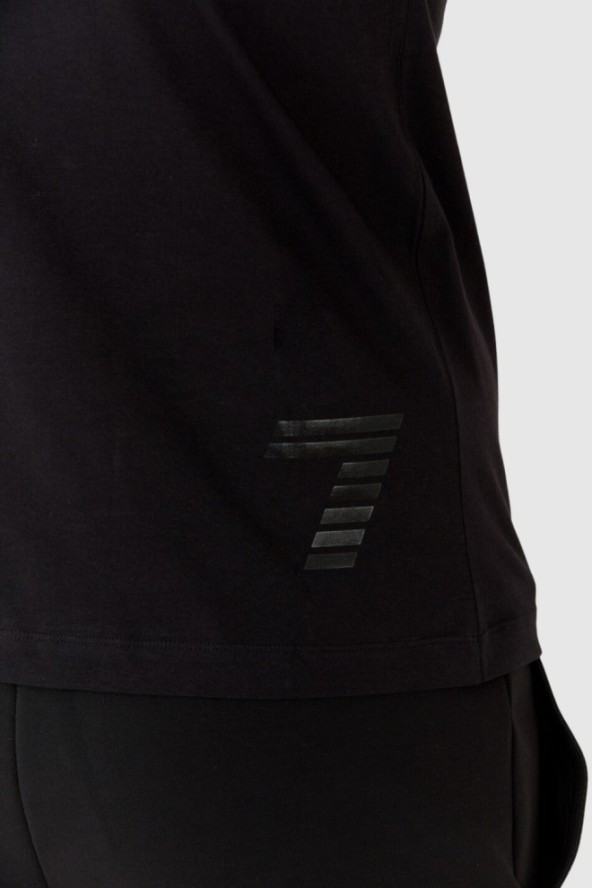 EA7 Czarny męski t-shirt z naszywką z logo