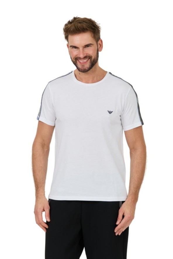 EMPORIO ARMANI Biały t-shirt bande logo