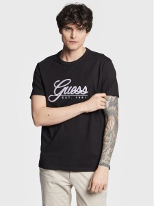 Guess T-Shirt 3D Embro M3GI25 K8FQ4 Czarny Regular Fit